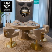 Table de poker multijoueur de luxe italienne Base de panneau de couleur en cuir moderne et personnalisée pour les jeux de cartes de divertissement en club Table à puces