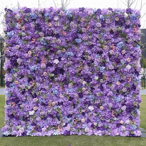 Panneau mural floral personnalisé <span class=keywords><strong>rose</strong></span> blanc <span class=keywords><strong>bleu</strong></span>, toile de fond 3D, tissu en rouleau, fleurs artificielles en soie <span class=keywords><strong>rose</strong></span> pour la décoration de mariage - Product Image 5