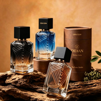Botol Parfum Kaca Tebal Persegi Pipih 100ml Berkualitas Tinggi dengan Semprotan Kabut Halus, Termasuk Kotak dan Tutup Hitam
