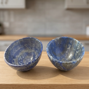 Bols ovales en fluorite bleue polie de 2 pouces, faits à la main, sculptés, artisanat en pierre semi-précieuse, décoration Feng Shui pour la maison - Product Image 1