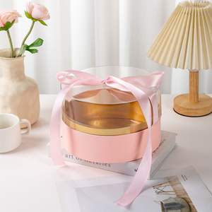 Wholesale Luxury Acrylic Transparent Round Flower <strong>Box</strong> Chocolate Flower <strong>Gift</strong> <strong>Box</strong> with Ribbon - Product Image 4