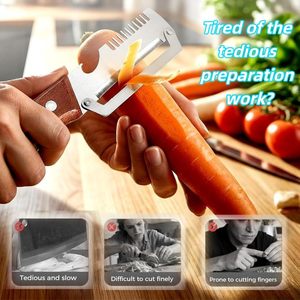NUEVO Pelador de Verduras 3 en 1 con Mango de Madera Sólida, Abrebotellas y Cortador de Cebollín, Pelador de Cocina de Acero Inoxidable - Product Image 3