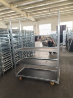 Rak Trolley Baja Galvanis Denmark OEM untuk Transportasi Persemaian, Gudang, Logistik, Pindahan Tanaman, dan Pajangan Bunga