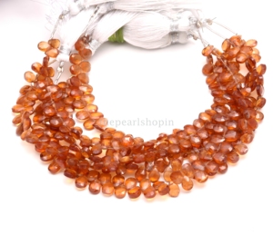 Perles de grenat Hessonite naturel et grenat cannelle, facettées, forme poire briolette, 5x7mm, fil de pierres précieuses en vrac, 6 pouces - Product Image 1
