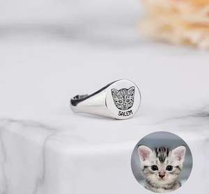Bague en acier titane personnalisée avec <span class=keywords><strong>photo</strong></span> <span class=keywords><strong>de</strong></span> tête <span class=keywords><strong>de</strong></span> chat et <span class=keywords><strong>de</strong></span> <span class=keywords><strong>chien</strong></span>, nom personnalisé, bijoux pour petite amie, cadeau d'anniversaire, souvenir d'animal <span class=keywords><strong>de</strong></span> compagnie - Product Image 1