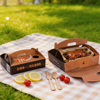 Boîtes en papier kraft recyclé personnalisées en gros pour plats à emporter, emballages pliables pour poulet rôti, pizza, canard et oie
