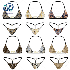 ผู้ผลิตชุดว่ายน้ำลาย<span class=keywords><strong>งู</strong></span>เซ็กซี่แบบสั่งทำพิเศษ รับผลิตชุดบิกินี่แบบthong พร้อมโลโก้โลหะสำหรับผู้หญิง - Product Image 1