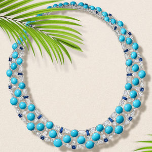 Nuovissima Collana Girocollo di Lusso in Argento <span class=keywords><strong>Sterling</strong></span> 925 con Zirconia Turchese Blu Completamente Incastonata Gioielli da Festa - Product Image 3