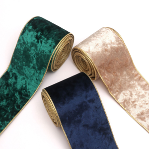 Pita Beludru Berpinggir Emas Satu Sisi 10cm, Dekorasi Latar Belakang Pohon Natal Buatan Tangan, Pita <span class=keywords><strong>10</strong></span> Yard/<span class=keywords><strong>Roll</strong></span> Ramah Lingkungan - Product Image 2