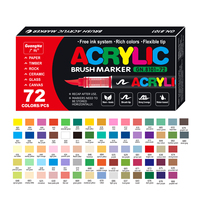 Lot de 72 marqueurs acryliques liquides Guangna à flux facile pour débutants et étudiants – Kit d'art pour toile, roche et gribouillage