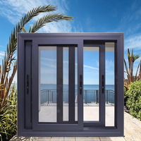 Grille de fenêtre coulissante verticale moderne à 3 rails en acier inoxydable, double vitrage en aluminium isolant thermiquement pour portes et fenêtres coulissantes