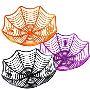 Halloween decoration black spider web bowl fruit plate candy biscuit set basket bowl Halloween party supplies