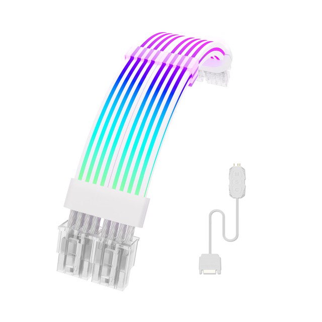 2x8-Pin RGB Addressable Power Extension Cable Kit Synchronized 5V 3-Pin ARGB GPU Strimer Cable Copper Conductor Material