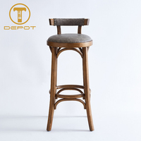 Chaise de restaurant ergonomique en bois massif, siège confortable, tabouret de bar en bois avec repose-pieds pour hôtel, café, bistrot, maison