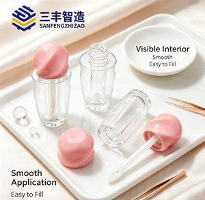 Twisted Pink Screw Cap Curved <b>Clear</b> ABS <b>Lipstick</b> Tube Cute Empty Lip Oil Cosmetic Bottle - Product Image 3