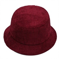 Topi Bucket Poliester Korduroi Topi Nelayan Warna Solid Uniseks Dapat Disesuaikan Hangat untuk Perjalanan Luar Ruangan Pelindung Matahari Penutup Kepala Musim Dingin
