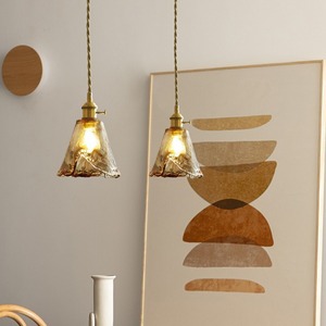 โคมไฟห้อยเพดานสไตล์ญี่ปุ่นย้อนยุค ทำจากทองเหลืองและแก้ว พร้อมเคาน์เตอร์บาร์ไม้วอลนัทอเมริกัน สำหรับร้านอาหาร ร้านกาแฟ โคมไฟข้างเตียงสไตล์เรโทร - Product Image 3