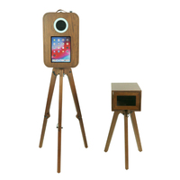 Photomaton vintage en bois véritable pour iPad, prix pour iPad 12,9 pouces, photomaton selfie, photomaton de mariage DSLR avec écran tactile arrière