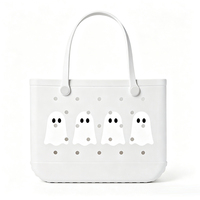 Sac fourre-tout EVA blanc fantôme mignon, design ajouré tendance, sac à main spacieux pour fête d'Halloween et voyage à la plage