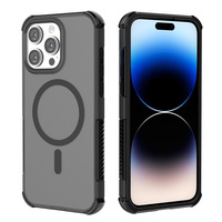 Coque de téléphone transparente en TPU+PC pour iPhone 15 Pro Max, protection contre les chocs, charge magnétique sans fil, anti-chute, coque arrière