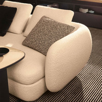 Canapé d'angle incurvé Qiyu en velours floqué, style italien minimaliste, une place, en forme de L, avec éponge haute densité pour salon