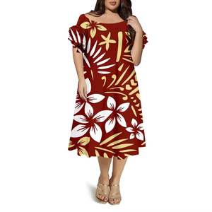 Vestido Midi de Manga Corta con Estampado Floral, Doble Capa, Estilo Linterna, Tallas Grandes, Casual y Modesto para Mujer, Venta al Por Mayor ODM - Product Image 1