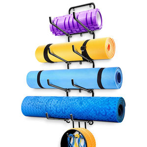 JH-Mech Organisateur <span class=keywords><strong>mural</strong></span> pour tapis de yoga et serviettes de bain Étagère de gym à domicile avec crochets Support de rangement <span class=keywords><strong>mural</strong></span> pour tapis de yoga - Product Image 2