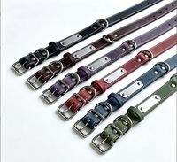 Collier en cuir gravé avec plaque nominative, étiquette non réfléchissante gravée au laser, fermeture auto-agrippante, lavable en machine, style rétro européen et américain