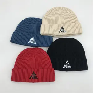 Beanies Custom Short Beanies With Embroidery Logo Good Quality Stock Knitted Beanies With Good Quality