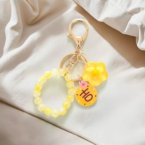 <span class=keywords><strong>Porte</strong></span>-clés esthétique en acrylique pailleté en forme de cœur, breloque de sac Y2K fleur étoile avec <span class=keywords><strong>pompon</strong></span> et clochette, accessoire de sac à dos personnalisé - Product Image 1