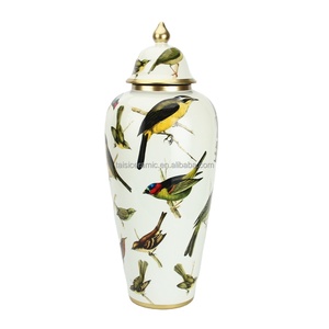 <span class=keywords><strong>J034</strong></span> cổ điển chinoiserie sàn lớn Bình độc đáo thiết kế nội thất trang trí nội thất gốm chim mô hình gừng Jar - Product Image 1
