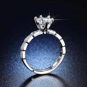 Galvanoplastia Plata de Ley 925 1 CT Solitario redondo Cubic Zirconia Anillo de compromiso Halo <span class=keywords><strong>Promise</strong></span> Ring Size - Product Image 3