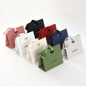 Custom Logo Printed Jewelry Gift Paper Bags with Satin Ribbon Handles Luxury Boutique Shopping Bags for <b>Small</b> Business - Product Image 2