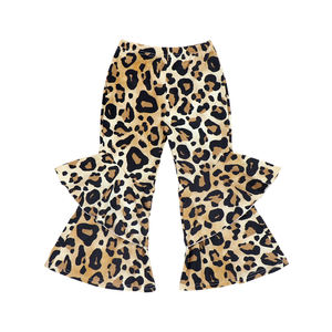 Pantalones de chándal con volantes personalizados para niña pequeña, pantalones acampanados con estampado de leopardo para niña, pantalones de fitness, fábricas de ropa para bebés <span class=keywords><strong>en</strong></span> Guangzhou - Product Image 6