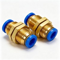 Raccords rapides PM One-Touch Union Bulkhead en laiton pour tuyau pneumatique, pièces pneumatiques pour ligne d'air