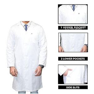 2024 Uniformes Blouse de laboratoire pour hommes 100% coton Blouse longue blanche unisexe Blouse de laboratoire pour étudiants et docteur blanc - Product Image 3
