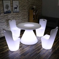 Tabouret de bar lumineux à LED de style moderne mobilier d'extérieur portable en plastique ensemble de canapés tables et bancs incurvés