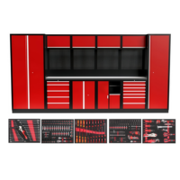Armoire à outils combinée pour garage avec 246 outils inclus, en acier laminé à froid, pour atelier de réparation automobile, avec plan de travail de rangement