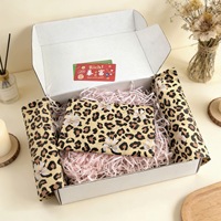 Papier de soie imprimé personnalisé motif léopard beige 17 g/m² pour emballage de T-shirts, emballage cadeau de marque, décoration de fête d'anniversaire