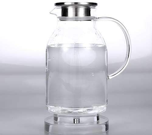 2010mls Pitcher Glass Pitcher with Lid Water Jug for Hot/Cold Water Ice Tea and Juice Beverage