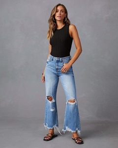Nuevos Jeans de <span class=keywords><strong>Mujer</strong></span> para Primavera, Jeans Anchos con Borlas y Agujeros Desgastados para <span class=keywords><strong>Mujer</strong></span> - Product Image 6