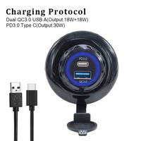 Montage sur panneau plat rond double Usb Charge rapide 3.0 ports et Pd Usb C prise de chargeur de voiture 12V prise Usb pour voiture bateau camion marin