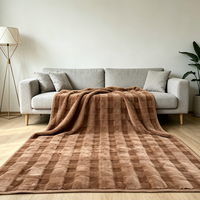Plaid en fausse fourrure de lapin double couche, 100% polyester, écologique, non jetable, luxueux, pour la décoration d'hiver de la maison