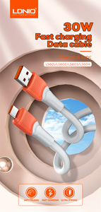 Câble de données LDNIO LS604, nouveau, 4 mètres, USB-micro Type-C et charge pour <span class=keywords><strong>iPhone</strong></span>, type 30W, TPE - Product Image 2