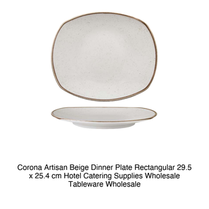 Assiette plate beige artisanale 29,5 × 25,4 cm rectangulaire Corona Pp1605722912 - Product Image 2