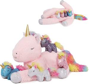 Juego <span class=keywords><strong>de</strong></span> unicornios <span class=keywords><strong>de</strong></span> peluche para niñas, diseño único, suave, 4 bebés, vientre <span class=keywords><strong>de</strong></span> unicornio, regalos para niños - Product Image 2