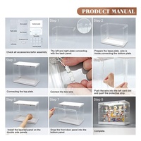Vitrine d'exposition portable en acrylique LED sans fil, empilable sur 3 niveaux, transparente et anti-poussière pour figurines
