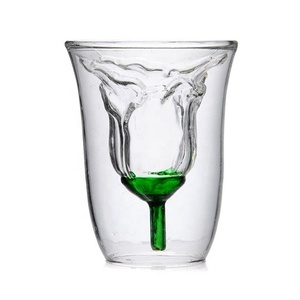 Umwelt freundliche Rose Doppel wand Tasse benutzer definierte handgemachte Tassen Blumen form Becher Blume Kaffeetasse Wein Cocktail Glas Tasse - Product Image 3