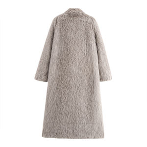 Abrigo largo de piel sintética de color sólido, abrigo de invierno de poliéster para mujer, abrigos de piel sintética de manga larga para mujer - Product Image 6