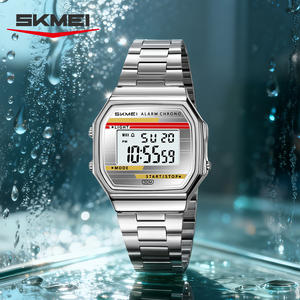 SKMEI 2514 moda Casual uomo orologio digitale cinturino in acciaio impermeabile quadrante quadrato multifunzione orologio elettronico maschile regalo - Product Image 4